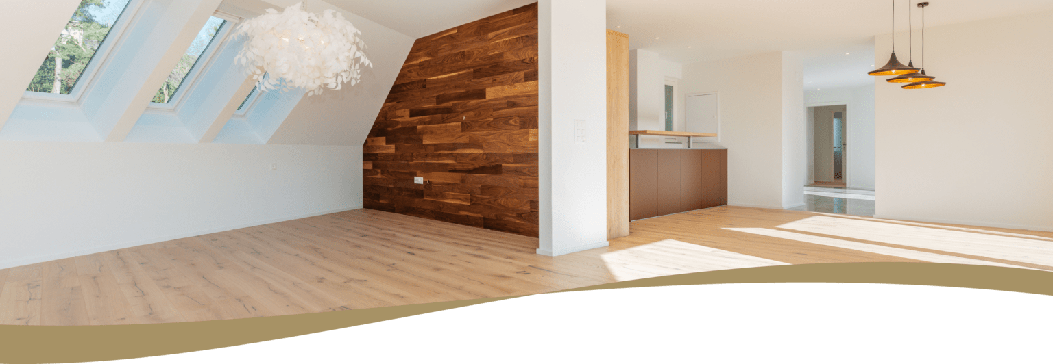 Renovation Olten Solothurn Dachwohnung Wohnzimmer mit Parkettboden